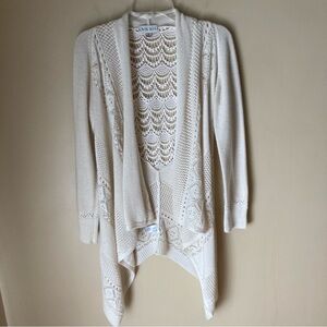 Knox Rose Cream Open-Front Waterfall Bohemian Cardigan Sweater
